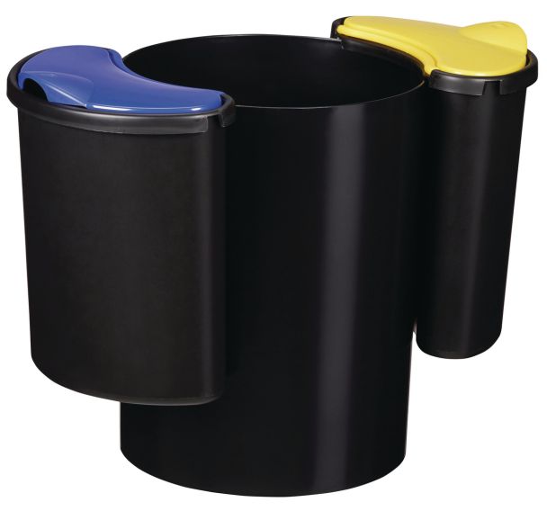 Corbeille de tri Selectif Modulaire 25L Noir / Bleu / Jaune