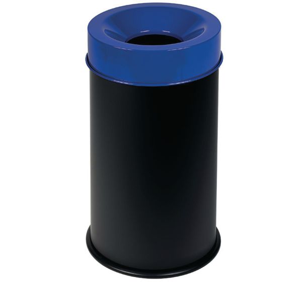 Corbeille noir anti-feu avec couvercle 50L