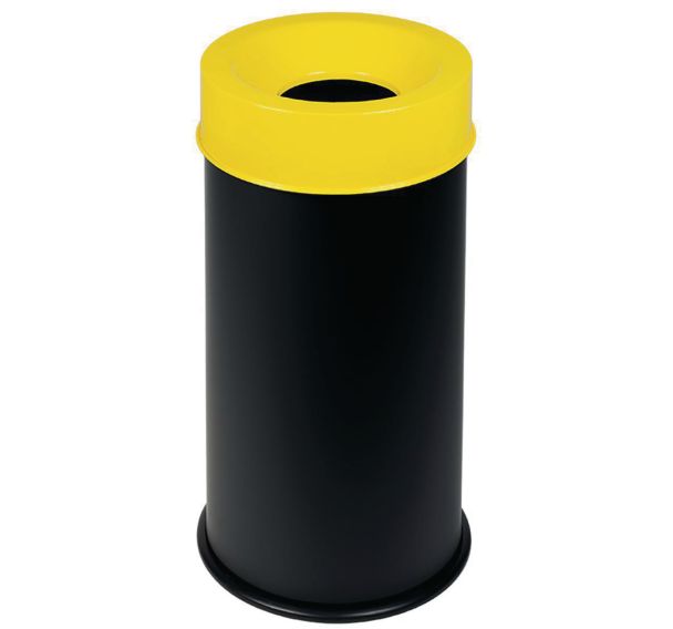 Corbeille noir anti-feu avec couvercle 90L