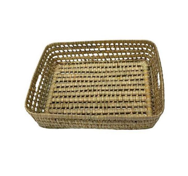 Corbeille rectangulaire en feuille de palmier tressées 40 x 30 x 8 cm