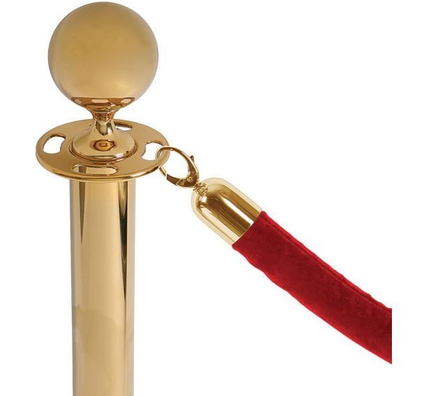 Corde 1,5 m velours rouge crochets laiton - Jansen Display