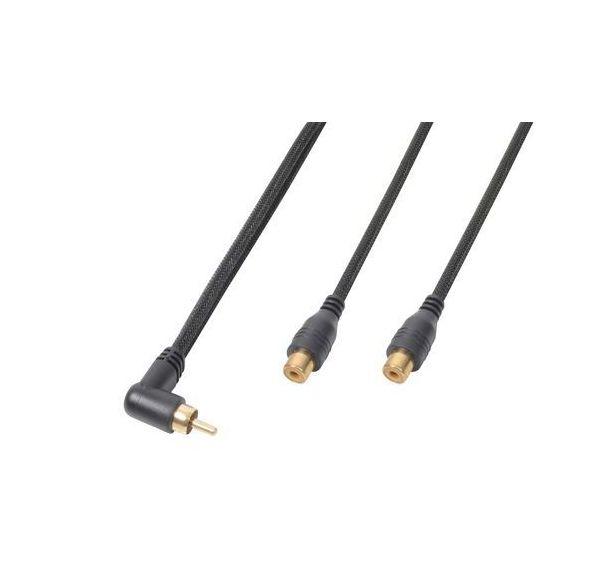 Cordon 1 x RCA mâle coudé / 1x RCA femelle 0,3 m