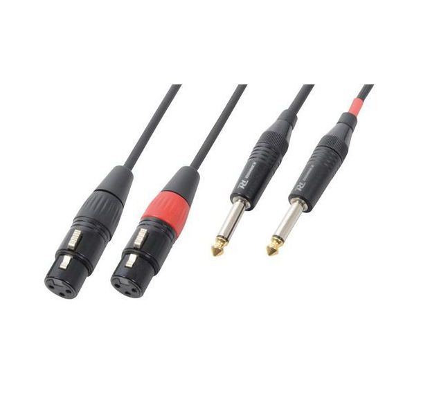 Cordon 2x XLR femelle - 2x jack 6,35 mâle mono 1,5 m