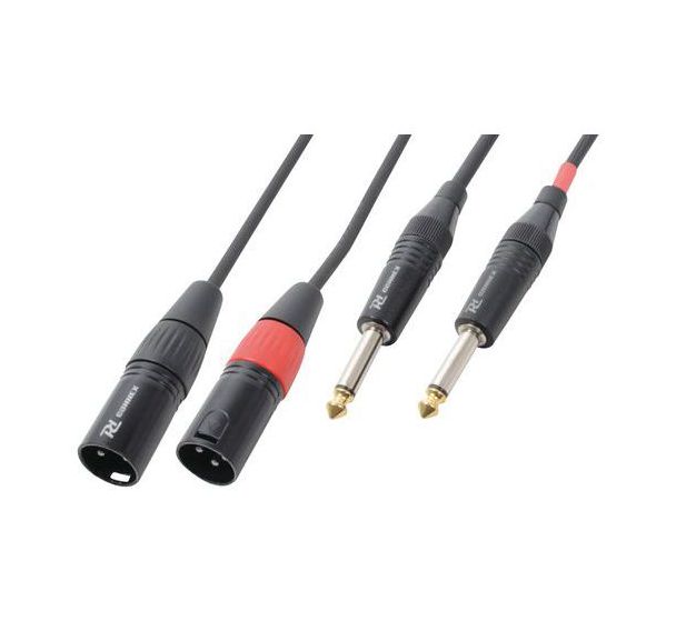 Cordon 2x XLR mâle - 2x jack 6,35 mâle stéréo 6 m