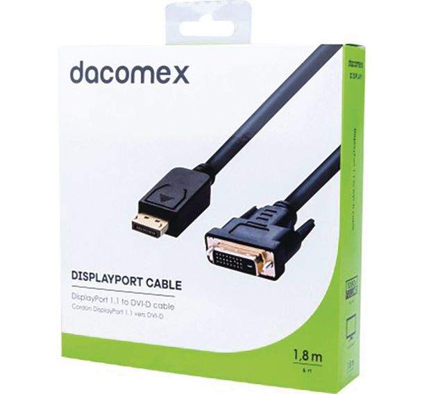 Câble DisplayPort 1.1 vers DVI-D - 1,8 m DACOMEX