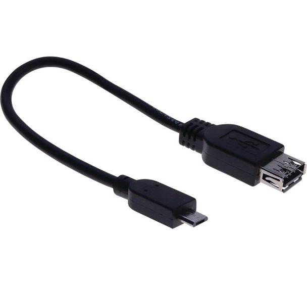 Cordon OTG USB 2.0 micro B et type A (male-femelle) noir
