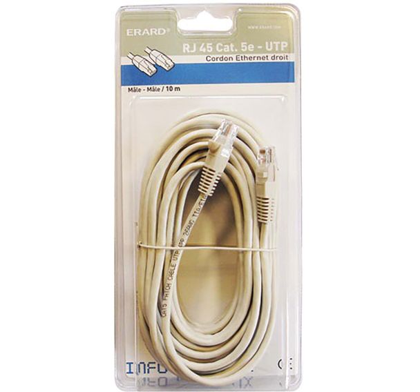 Cordon RJ45 Cat.5e 4 paires torsadées 10m