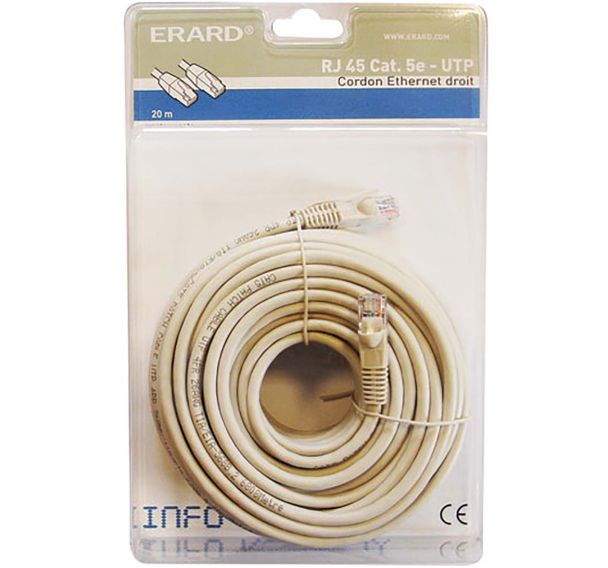 Cordon RJ45 cat.5e 4 paires torsadées 20m