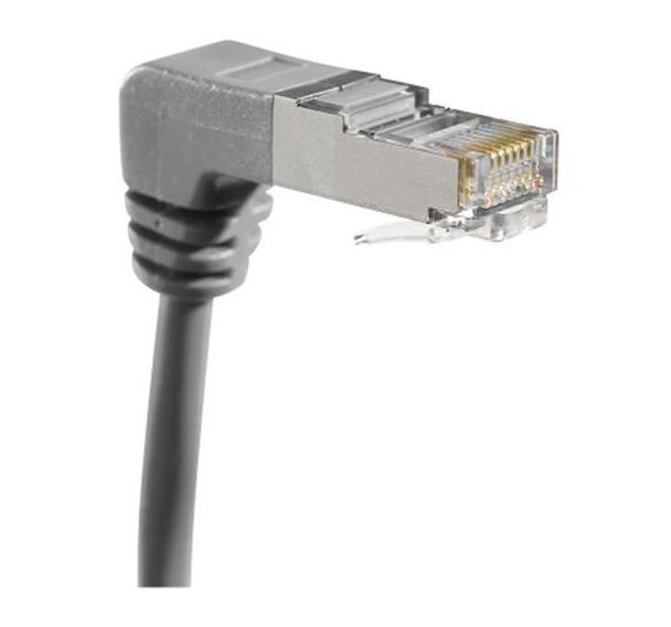 Cordon RJ45 catégorie 5e F/UTP coudé bas gris - 0,3 m