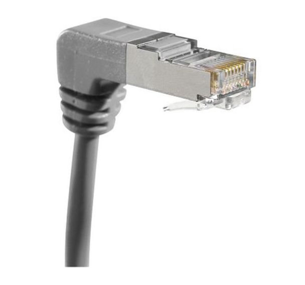 Cordon RJ45 catégorie 5e F/UTP coudé bas gris - 3 m