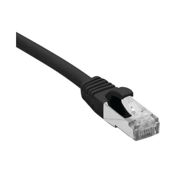 Cordon RJ45 catégorie 6A S/FTP LSOH snagless noir - 0,15 m