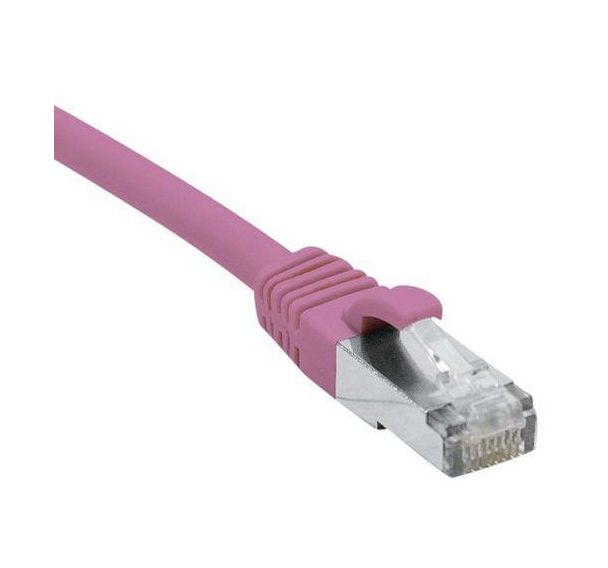 Cordon RJ45 catégorie 6A S/FTP LSOH snagless rose - 10 m