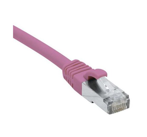 Cordon RJ45 catégorie 6A S/FTP LSOH snagless rose - 1 m