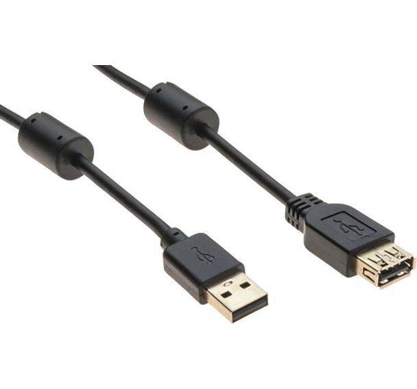Câble USB 2.0 type A et B avec ferrites noir - 1,0 m