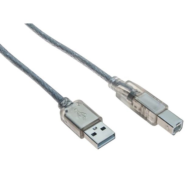 Câble USB 2.0 type A et B transparent - 1,8 m