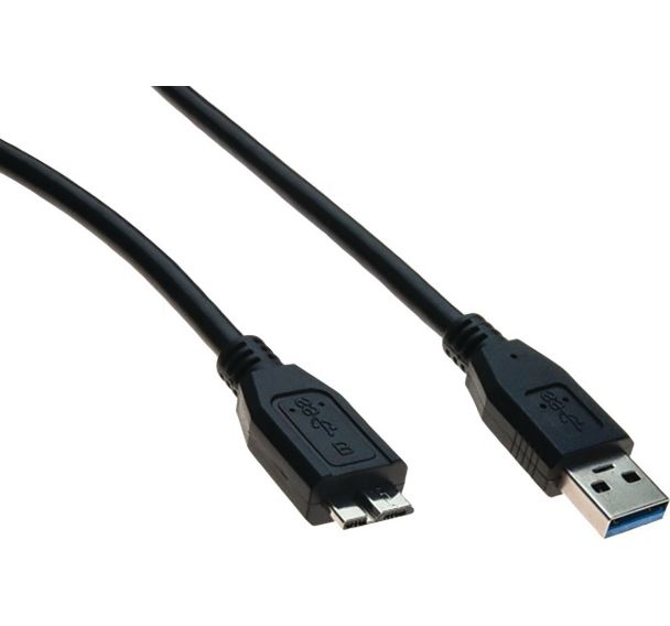 Cordon USB 3.0 type A et micro B noir - 1,0 m