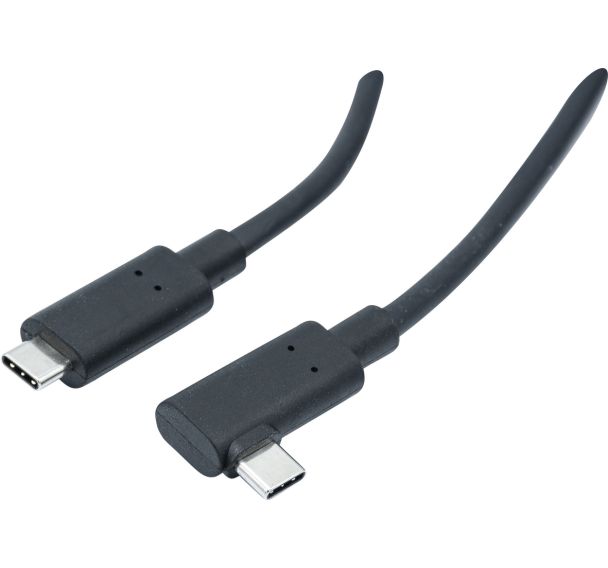 Cordon USB hybride type A et C coudé Gen2 - 10 m