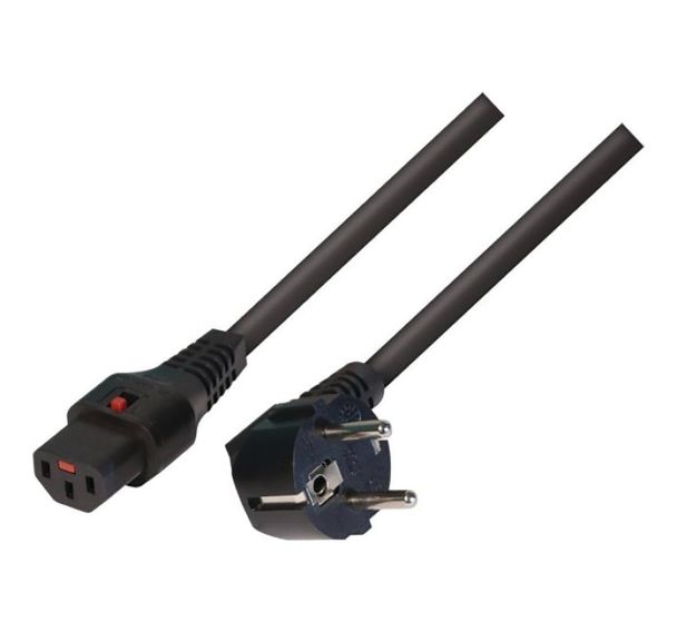Cordon d'alimentation PC à verrouillage noir 1m CEE7 / C13