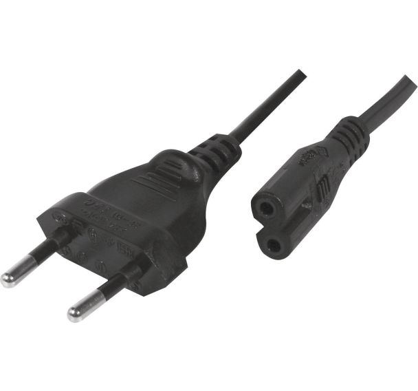 Cordon d'alimentation bipolaire noir 1,80 m