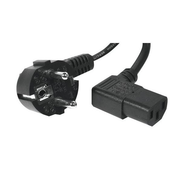 Cordon d'alimentation PC CEE7 / C13 coudé noir - 1,8 m