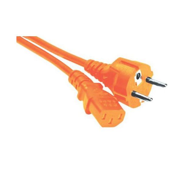 Cordon d'alimentation PC CEE7 droit / C13 orange - 1,8 m
