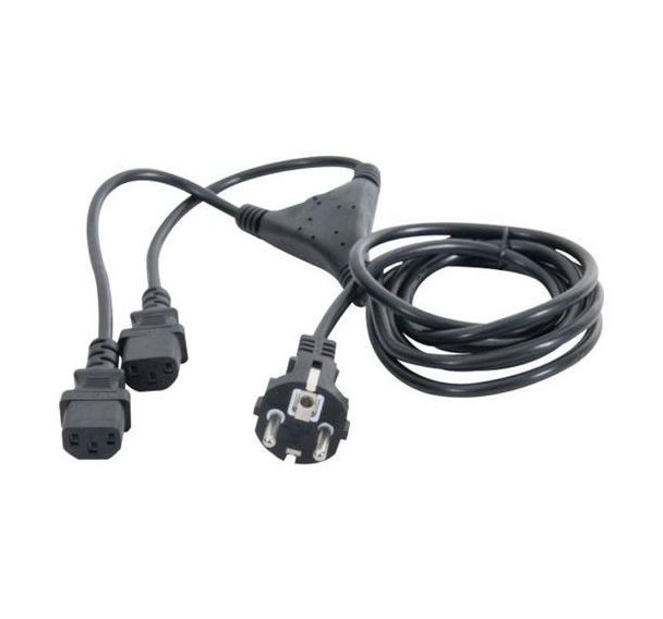 Cordon électrique en ''Y'' 1 x CEE7 droit / 2 x C13 - 1,8 m
