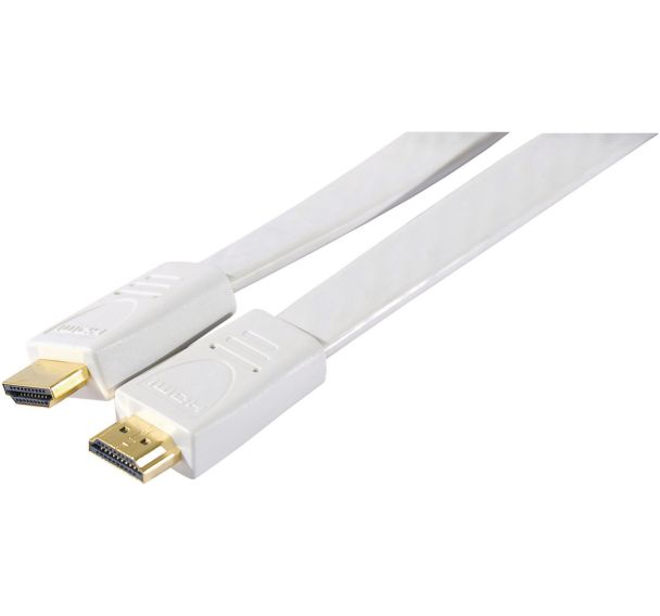 Câble hdmi high speed plat blanc
