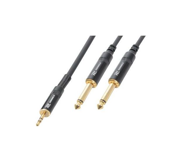 Cordon jack 3,5 mâle stéréo / 2 x jack 6,35 mono HQ Power Dynamics