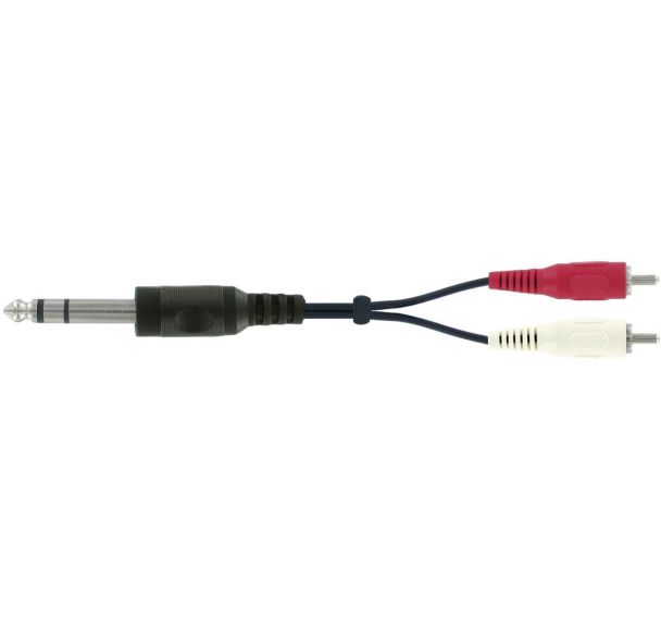 Cordon jack 6,35 mâle stéréo/2 RCA mâle - 1,20 m