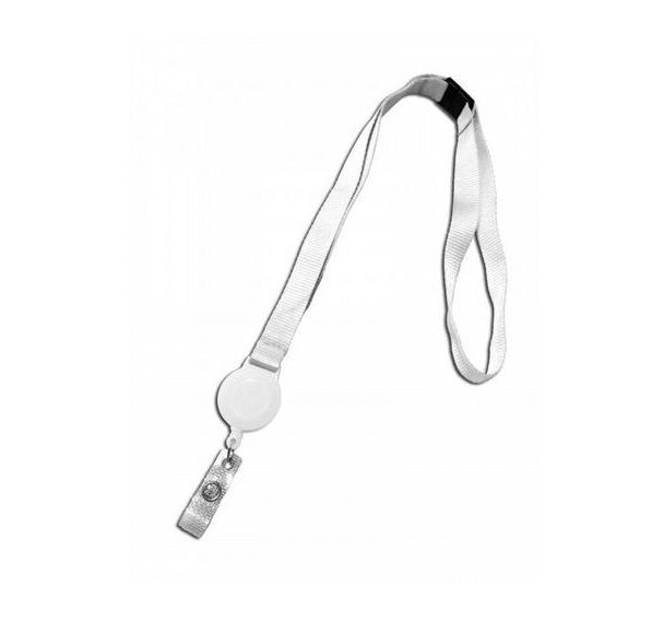 Cordon plat 15 mm avec enrouleur badge sécurisé - Lot de 100 - Sogedex