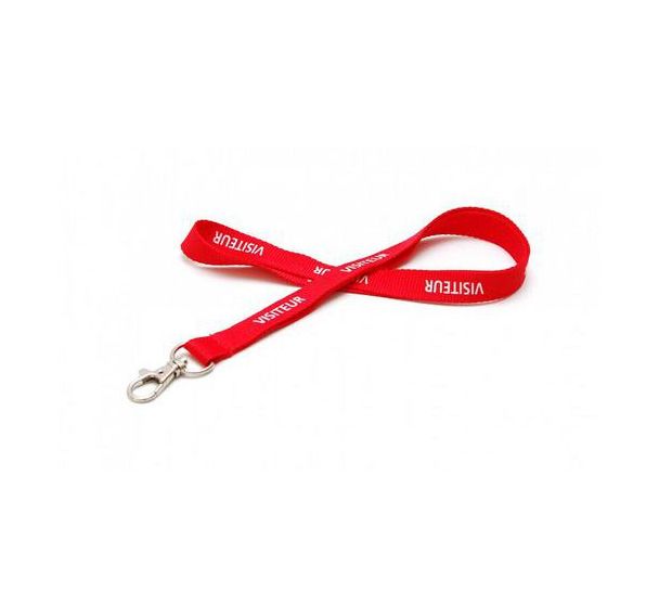 Cordon plat 15 mm pré-imprimé ''VISITEUR'' - Paquet de 100 - Sogedex