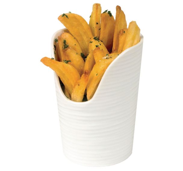 Cornet à frites en porcelaine ø9 cm blanc-Plisse'O