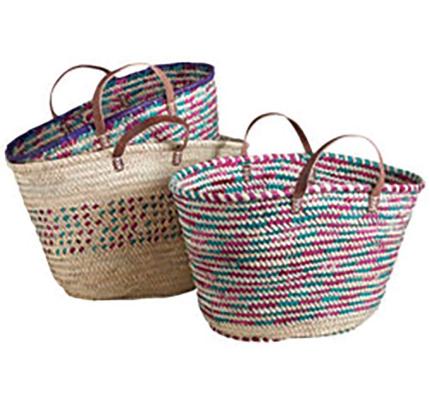 Couffin en palmier de 2 anses cuir