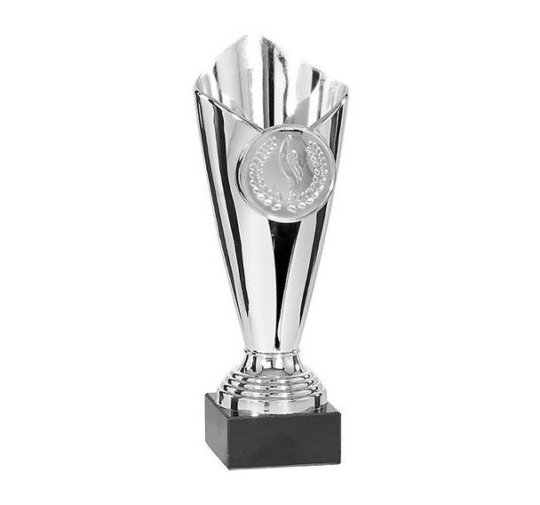 Coupe argent avec socle noir - économique - 24cm