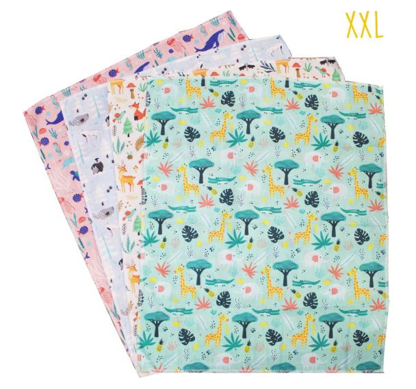 Coupon tissu 45,5x55 imprimés animaux (lot de 4)