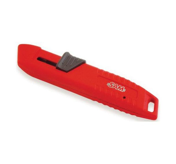 Couteau auto-retractable bimat. corps zamac lames trapezoid.