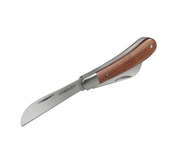 Couteau d'électricien à 2 lames - manche bois - Stanley