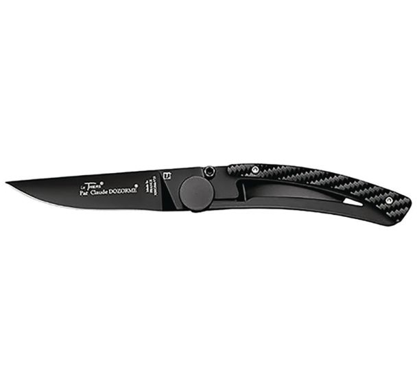 Couteau de poche lame noire & Manche façon Carbone