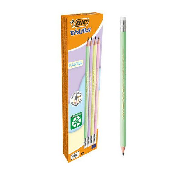 Crayon de papier Évolution Pastel avec gomme Bic