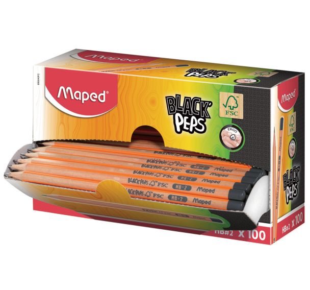 Crayon noir HB Black Pep's Maped (Schoolpack de 100)