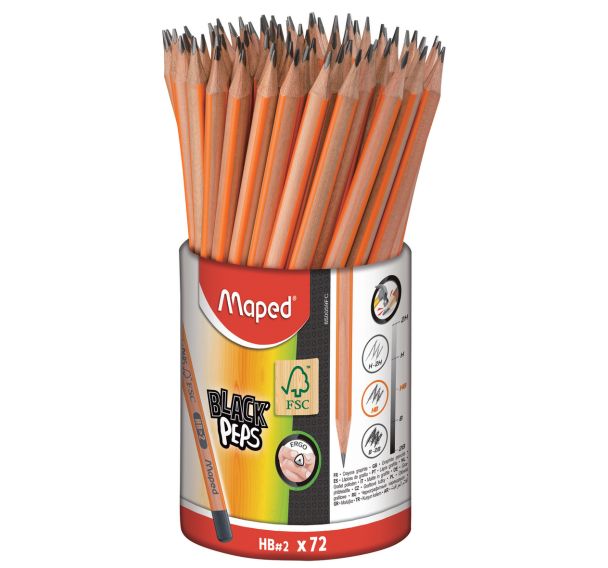 Crayon noir HB black Peps Maped (Pot de 72)