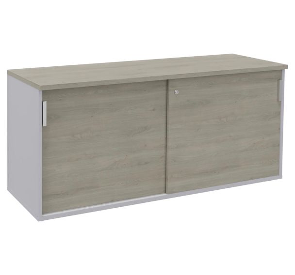 Crédence Majesty portes coulissantes 160 x 47 cm chêne gris/alu