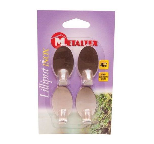 Crochet adhésif en inox Lilliput - Lot de 4