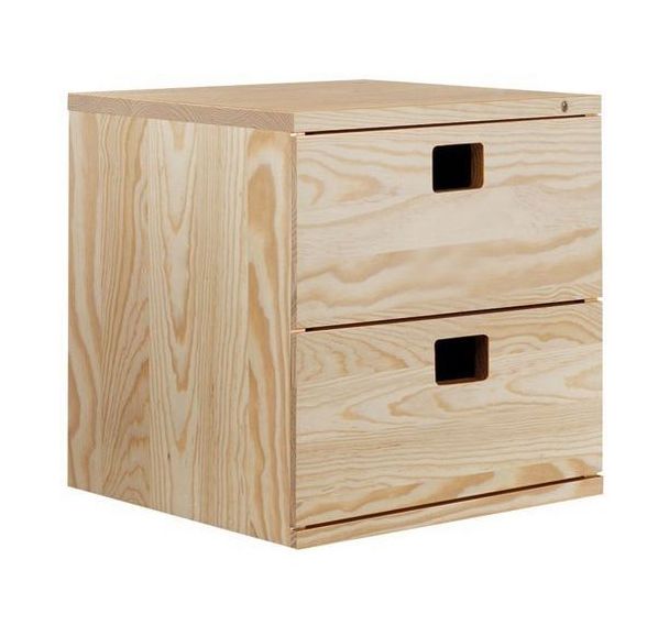 Cube étagère 2 tiroirs série Dinamic - 36.2x36.2x33cm