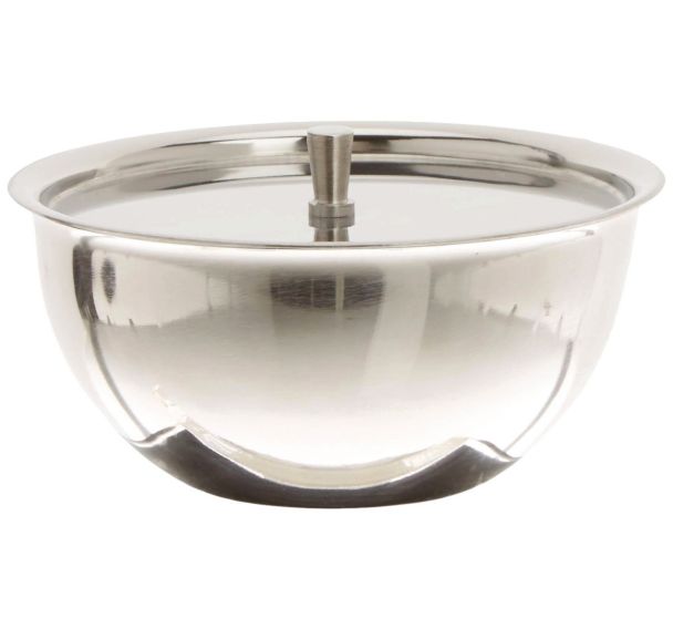 Cupule Inox fond plat sans bec diamètre 100 mm 300 ml avec couvercle