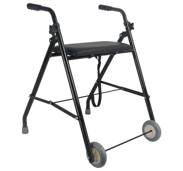 Déambulateur Rollator 2 roues Classic acier noir