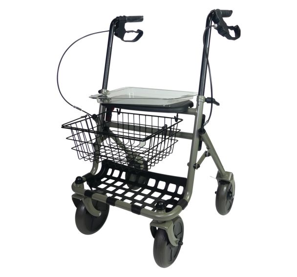 Déambulateur Rollator 4 roues Primo gris et noir