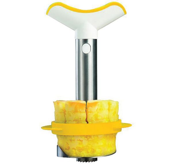 Découpe ananas & découpe morceaux acier brossé