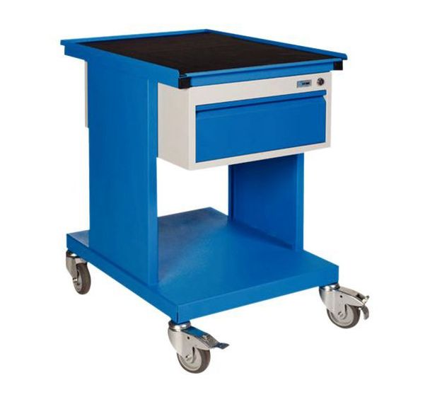 Desserte à plateau SV - 2 tablettes et 1 tiroir Bleu/Gris