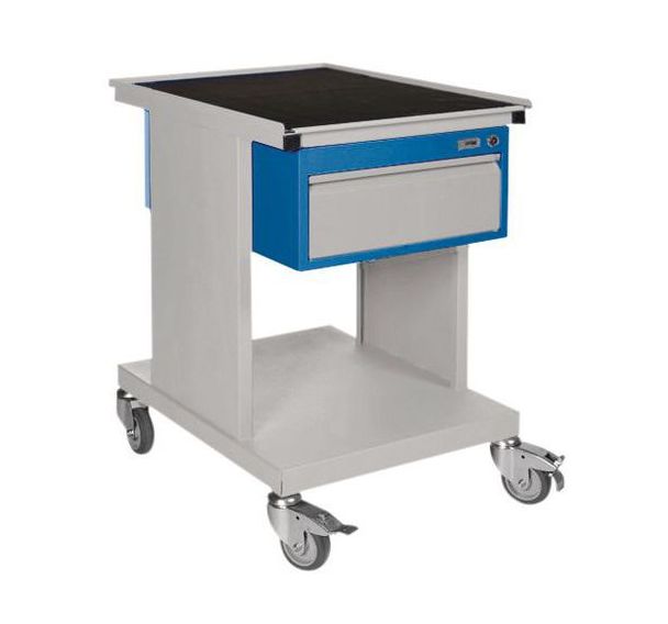 Desserte à plateau SV - 2 tablettes et 1 tiroir Gris/Bleu